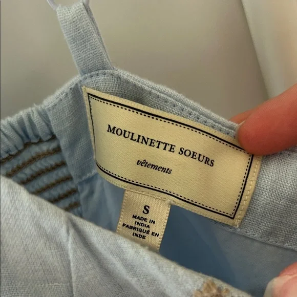 Moulinette Soeurs Light Blue and Brown Embroidered Tank Top - Picture 5 of 8